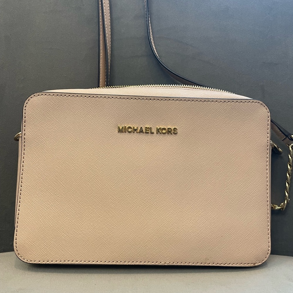 Michael Kors Jet Set East West Saffiano Leather Crossbody Bag - Blush - Like New